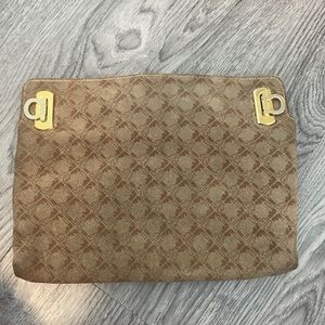 Vintage Salvatore Ferragamo suede clutch
